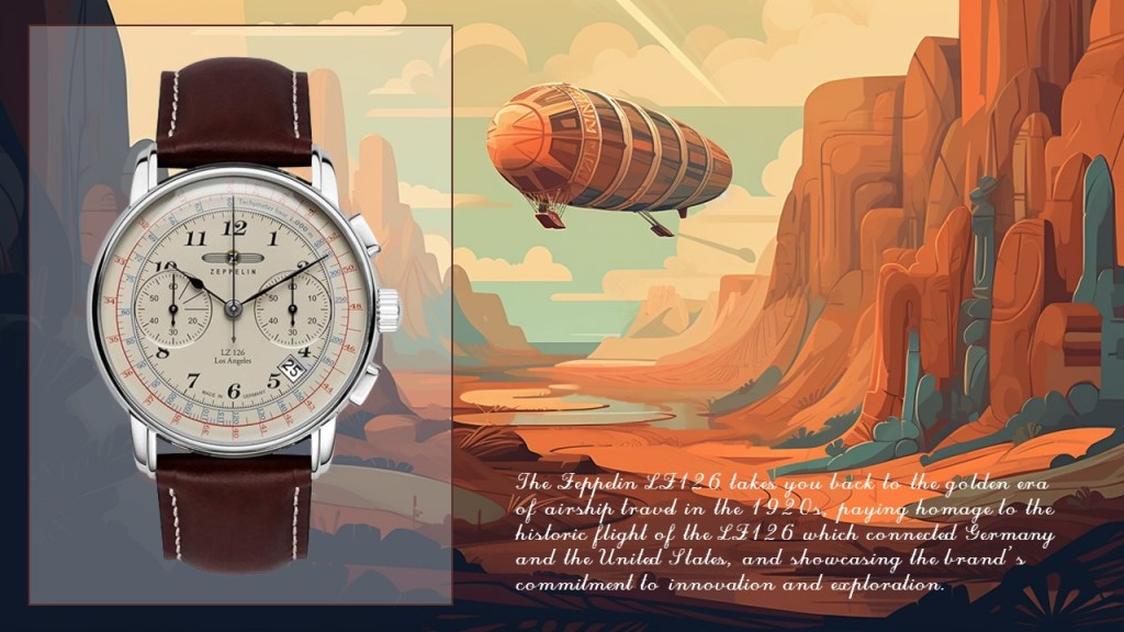 The Zeppelin LZ126 Los Angeles watch against an adventurous flight in the Grand Canyon.